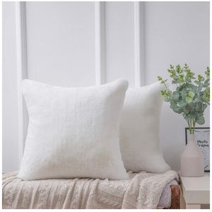 Ultra Soft Throw Pillows Faux Rabbit Fur Set Of 2